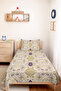 Geometric Bohemian Beige Young Room Single Pique Set - Lilac Ethnic 160X220 cm Quilted Bedspread - 2
