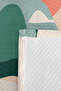Geometric Mountain Green Young Room Single Pique Set - Pastel Modern Salmon 160X220 cm Bedspread - 7