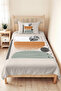 Geometric Beige Young Room Single Pique Set - Mustard Anthracite 160X220 cm Quilted Bedspread - 2