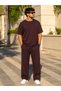Men's Set Pitircik Fabric Cycling Collar T-Shirt & Bottom Top Set