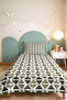 Geometric Green Minimal Single Pique Set - Khaki White Bohemian 160X220 cm Summer Bedspread - 6