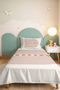 Geometric Tile Young Room Single Pique Set - Beige Striped 160X220 cm Quilted Bedspread - 5