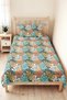Tropical Leaf Turquoise Teen Room Single Pique Set - Coral Yellow 160X220 cm Bedspread - 5