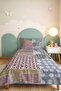Geometric Blue Young Room Single Pique Set-Bohemian Burgundy Green 160X220 cm Quilted Bedspread - 4