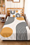 Geometric Mustard Young Room Single Pique Set - Modern Black 160X220 cm Quilted Bedspread - 4