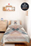 Geometric Beige Modern Young Room Single Pique Set - Powder Gray 160X220 cm Quilted Bedspread
