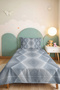 Blue Geometric Young Room Single Pique Set - Gray Modern 160X220 cm Quilted Bedspread - 5