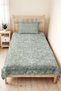 Floral Vintage Green Single Pique Set - Bohemian Mint White 160X220 cm Bedspread with Shawl Pattern - 5