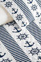 Marine Navy Blue Youth Room Single Pique Set - Striped White 160X220 cm Quilted Bedspread - 3