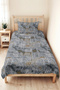 Gray Geometric Modern Young Room Single Pique Set-Hardal Blue 160X220 cm Quilted Bedspread - 4