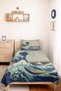 Blue Wave Marine Teen Room Single Pique Set-Japanese Inspired 160X220 cm Quilted Bedspread - 4