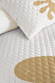 Beige Leaf Minimal Young Room Single Pique Set - Bohemian 160X220 cm Quilted Bedspread - 3