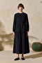 Black Modal Dress with Gathered Detail - 3