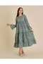 Senior Girls Green Floral Poplin Dress - 4
