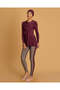 Women Burgundy Plain Burkini Set - 2
