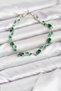 Brass Silver Color Green Zircon Stone Flower Model Women's Bracelet