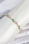 Brass Gold Color Pink Zircon Stone Flower Model Women's Bracelet - 2