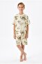 3-13 Years Old Boys' Dinosaur Patterned 100% Cotton Short Sleeve Shorts Pajama Set