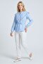Blue Oversize Fit Lace Riviera Wide Collar Tie-Up Shirt - 5