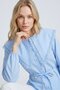 Blue Oversize Fit Lace Riviera Wide Collar Tie-Up Shirt - 3
