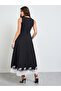Black Lace Hem Sleeveless A-Line Maxi Dress - 6