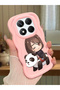 Redmi Note 14 Pro 4g Compatible Case Camera Protector Pink Silicone Couple Phone Case Panda Pattern