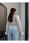 Lace Detail Lace-Up Satin Blouse - 5