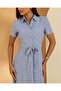 Women Blue Schiffly Belted Dress - 2