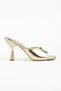 G-687 Gold Patent Leather Single Strap Square Heeled Women's Shoes - 5