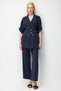 Double-Breasted Collar Belted Double Sleeve Jacket - 5