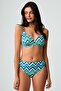 Welle Patterned Gathering Bikini Set Turquoise - 4