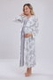 New Season Gray Lace Design Strappy Cotton Maternity Nightgown-2-Piece Set - 9