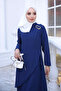 Navy Blue Tunic and Trousers Set with Tie Detail - 3