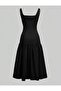 Sandra - Crepe Fabric Strap Fish Shape Midi Dress - 2