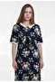 Women's Mustard Cotton Floral Homewear Dress - 2