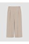 Lcw Vision Beige 100% Linen Women's Trousers with Elastic Waist - 5