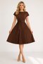 Crepe Fabric Dress with Pleated Skirt and Belted Waistband (Color)