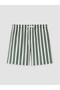 Khaki Short Length Striped Men's Swim Shorts - 4