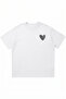 Black Patterned Heart Printed White Oversize Crew Neck T-Shirt