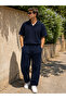 Men's Suit Waffle Fabric Cuban Collar T-Shirt & Bottom