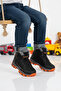 Black-Orange Fur Velcro Boys' Boots 2082 P - 3
