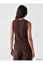 Lcw Everyday Brown Crew Neck Textured Women's Tank Top - 3