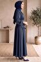 Drawstring Asymmetrical Layered Detailed Hijab Dress - Balloon Sleeve Cape Dress - 2
