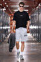 Asereje Men's 100% Organic Cotton Printed Detailed Double Pocket Drawstring Short Grimelange Shorts - 3