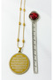 Gold Color Ayetel Kürsi & Esmaül Hüsna Written 316L Stainless Steel 3.5 cm Circle Pendant |   60 cm Dorika Chain - 3