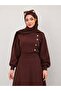 Scuba Fabric Crystal Stone Button Detailed Stylish Skirt Blouse Double Set - 4
