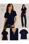 Women's Polo Neck T-Shirt Short Sleeve Polo T-Shirt Striped Polo Neck Summer Cotton T-Shirt Blouse Body - 5