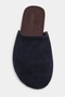 Modi Navy Blue Suede Leather Flat Sole Closed Front Women's Slippers - 6