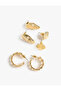 Set of 3 Pearl Detailed Seashell Earrings - 2