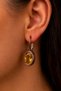 Women's Earrings Copper Yellow Topaz Natural Stone Oval Model Women's Copper Earrings - 2